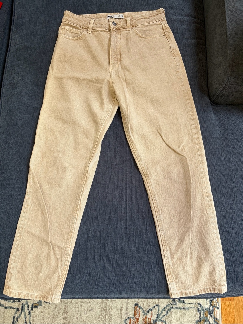 Zara Tan Straight-Leg Jeans